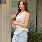 L'AUTRE DE MIN Halter Sheer White Blouse