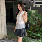L'AUTRE DE MIN Halter Sheer White Blouse
