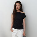 AREYOU SEOUL SIDE TUCK SLEEVELESS TOP, BLACK