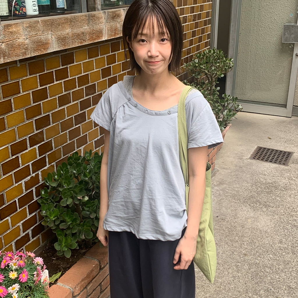 OHESHIO ONE-SHOULDER WRAP T-SHIRT, GRAY