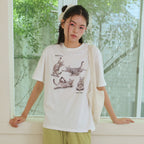 POEV Stretching Cat T-Shirt - Off White