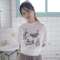 POEV Stretching Cat T-Shirt - Off White