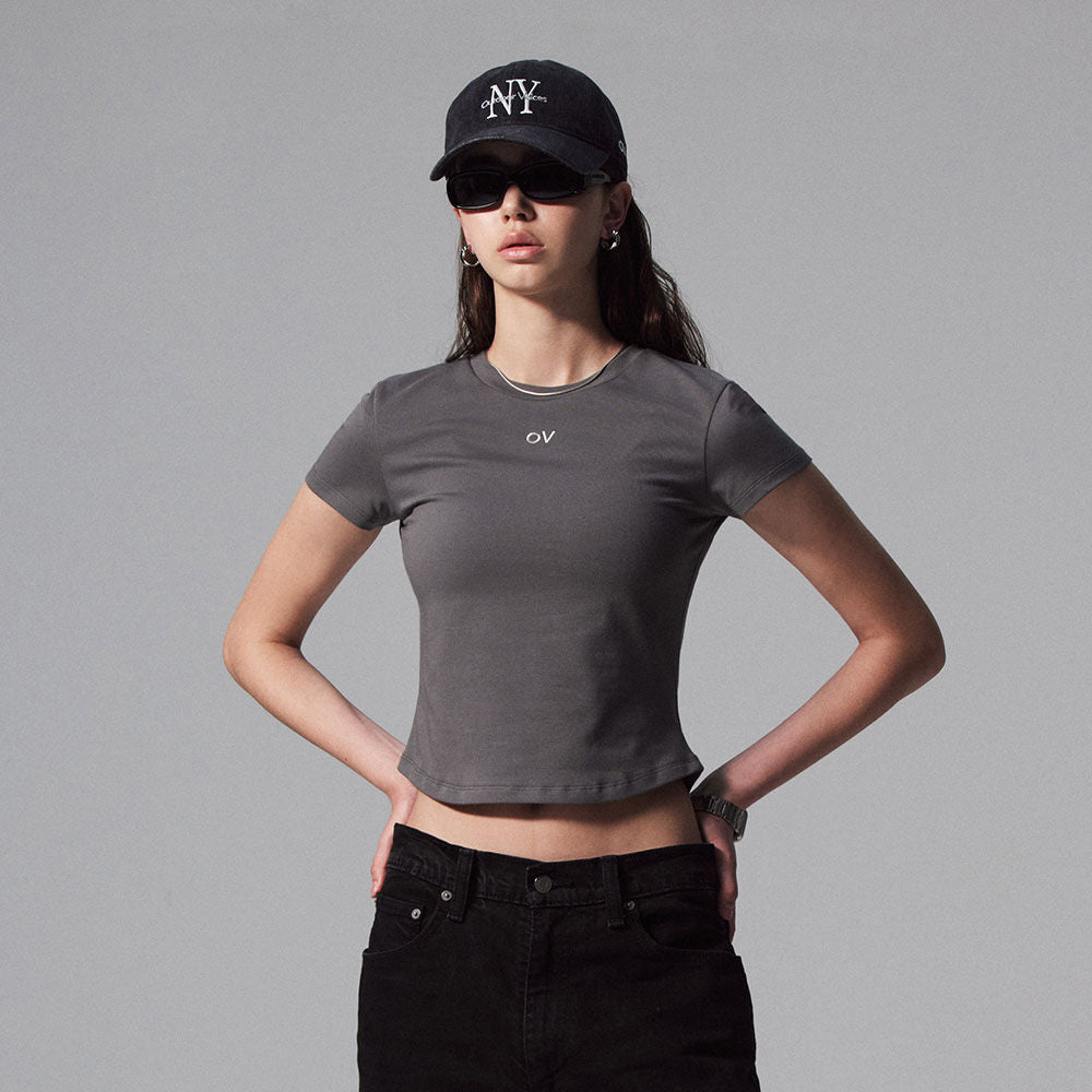 OUTDOOR VOICES (W)OV CENTRAL LOGO BABY TEE (GRAY)