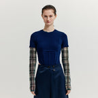EENK EENK XESLEY Short Sleeve Bustier T-shirt - Navy