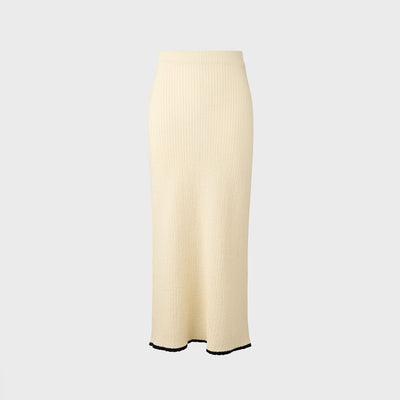 Straight Knit Skirt - Cream