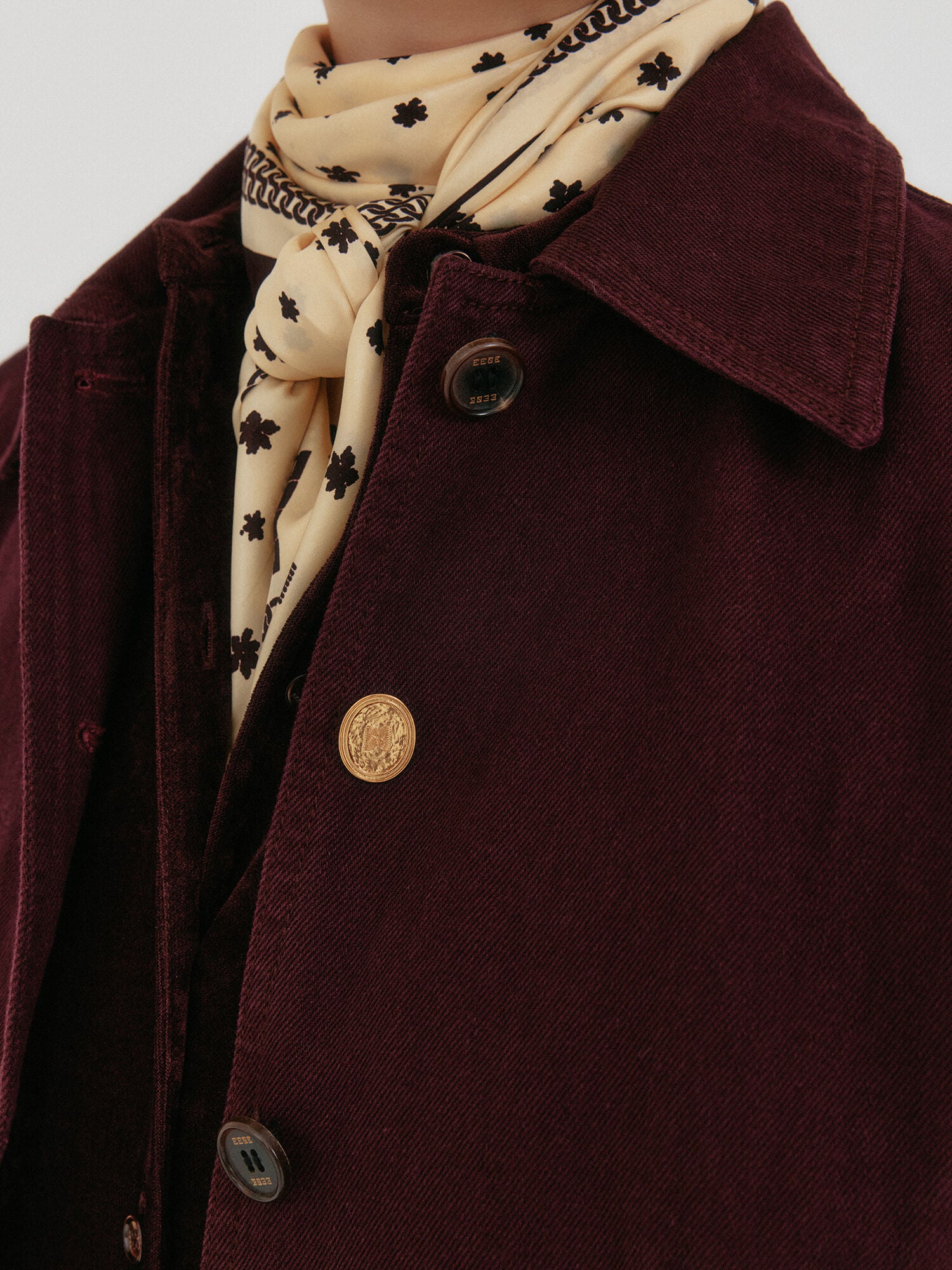 EENK ZUY Denim Utility Jacket - Burgundy