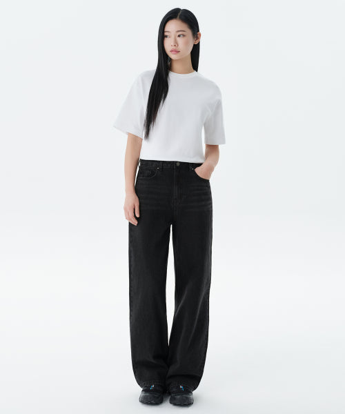 MUSINSA STANDARD WOMAN MUSINSA STANDARD WOMAN Women's Wide Denim Pants (Washed Black)