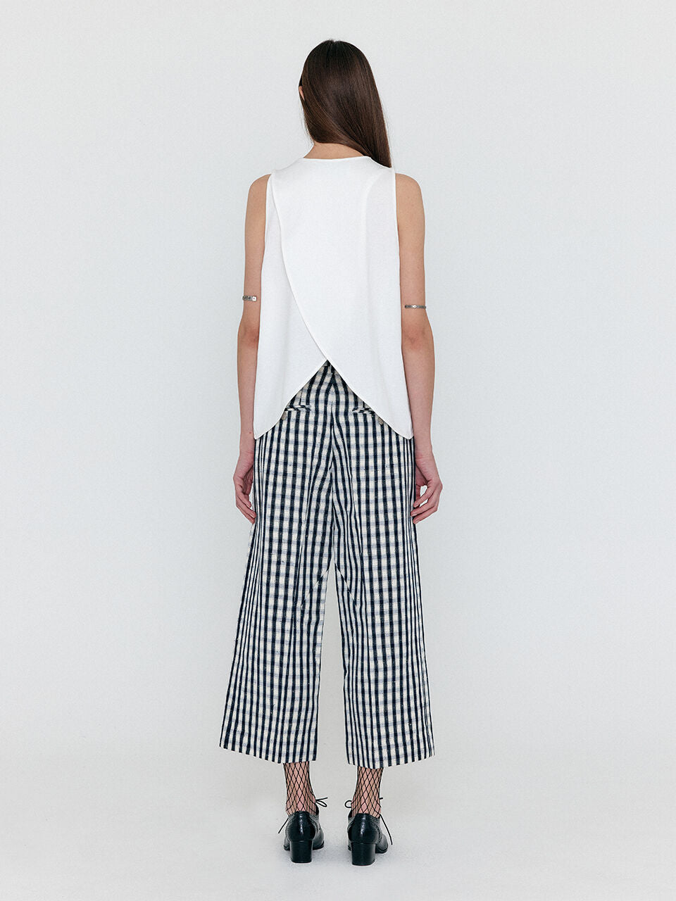 EENK EENK Pants Ankle-Length - Ivory/Navy Check