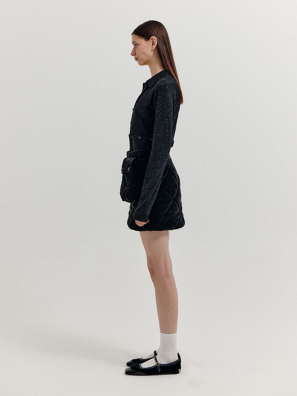 EENK EENK XOPO Quilted Pocket Mini Skirt - Black