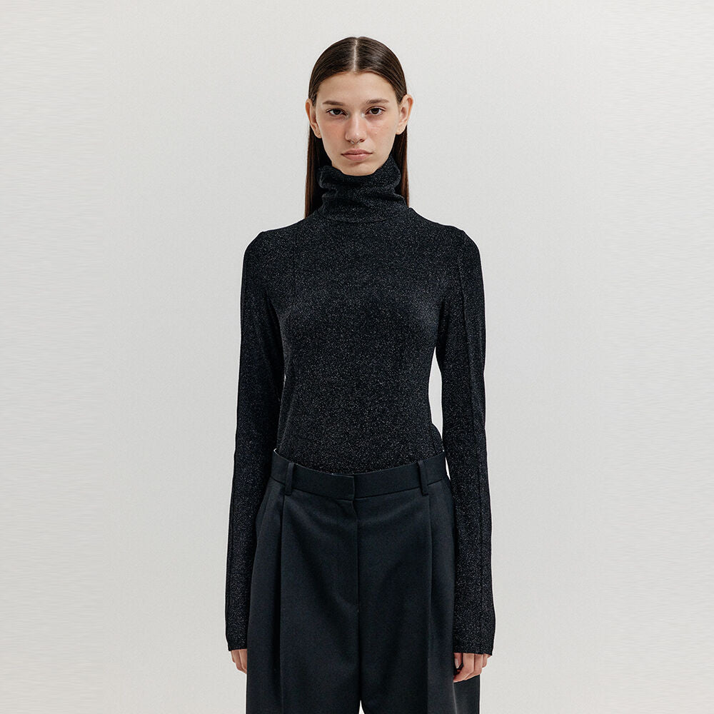 EENK EENK XAVA Turtleneck Jersey Top - Black
