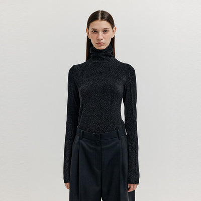 EENK XAVA Turtleneck Jersey Top - Black