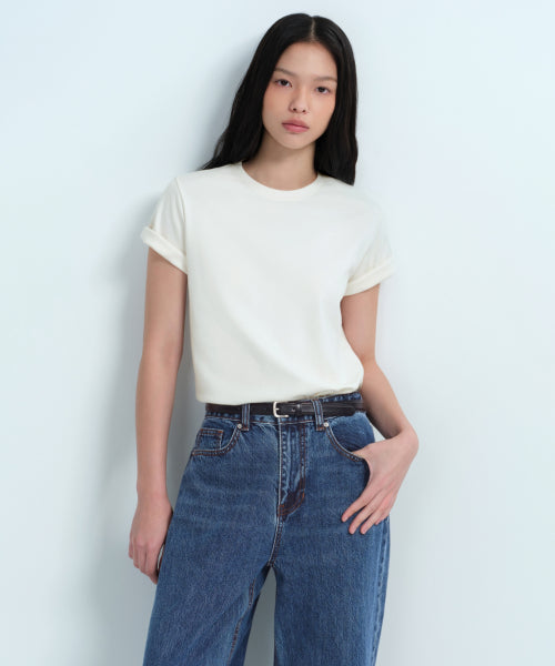 MUSINSA STANDARD WOMAN MUSINSA STANDARD WOMAN T-Shirt Basic Crew Neck [Cream]