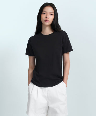 MUSINSA STANDARD WOMAN Relaxed Fit Crew Neck T-Shirt (Black)