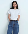 MUSINSA STANDARD WOMAN MUSINSA STANDARD WOMAN Women's Crew Neck Crop T-Shirt (White)