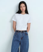 MUSINSA STANDARD WOMAN MUSINSA STANDARD WOMAN Women's Crew Neck Crop T-Shirt (White)