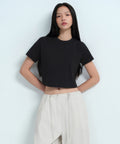 MUSINSA STANDARD WOMAN MUSINSA STANDARD WOMAN Crew Neck Crop T-Shirt (Black)