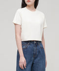 MUSINSA STANDARD WOMAN MUSINSA STANDARD WOMAN Crew Neck Crop T-Shirt (Cream)