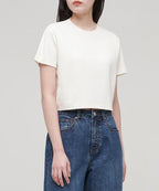 MUSINSA STANDARD WOMAN MUSINSA STANDARD WOMAN Crew Neck Crop T-Shirt (Cream)