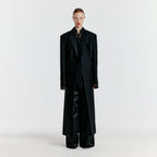 EENK YALE Peaked lapel Tailored Long Coat - Black