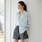 OLIVE DES OLIVE Big pocket sheer striped shirt OW6MB4090