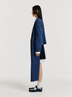 EENK EENK Long Coat Navy Stripe