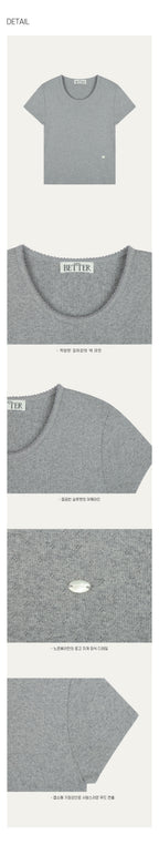 KNOWN BETTER [Add size] Floral eyelet romantic T-shirt_Gray