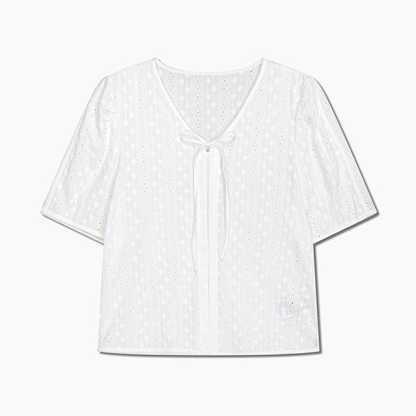 LIST Cotton punching ribbon blouse_TWWBLQ62200