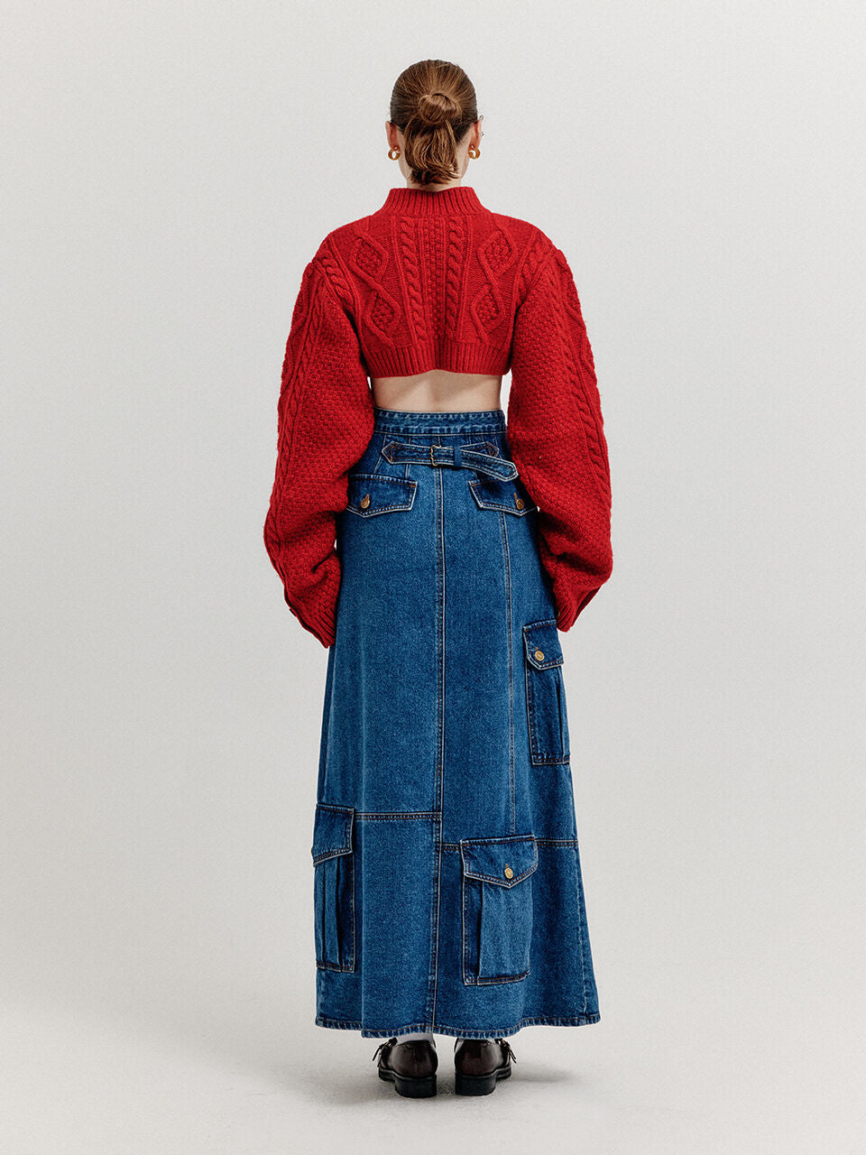 EENK EENK XILI Cable Knit Crop Cardigan - Red