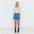 EENK EENK WOCO Folded Front Denim Shorts - Denim Blue