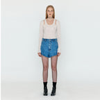 EENK EENK WOCO Folded Front Denim Shorts - Denim Blue