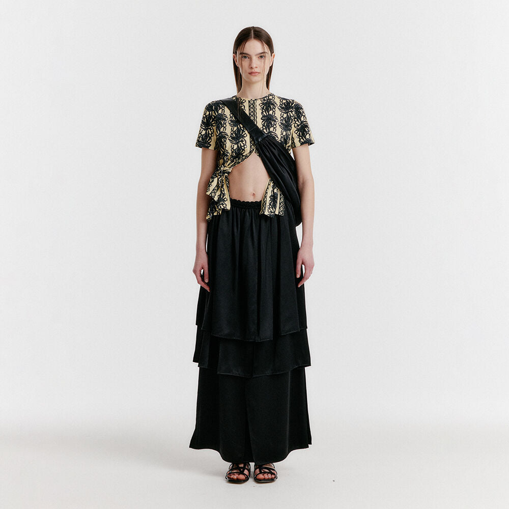 EENK YET Triple Layered Long Skirt - Black