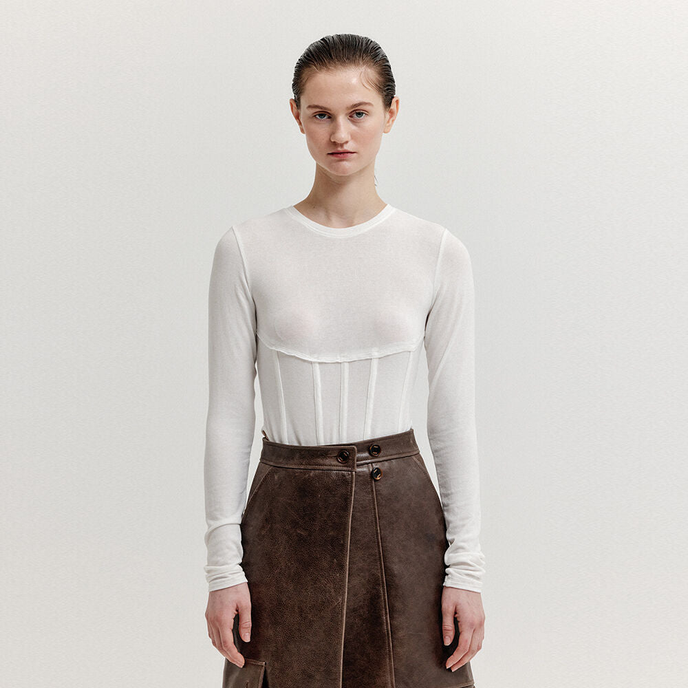 EENK EENK XIONY Long Sleeve Bustier T-shirt - White