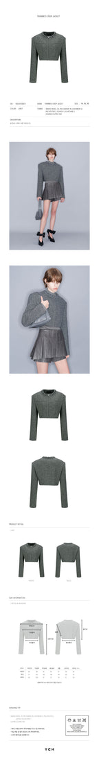 YCH TRIMMED CROP JACKET GREY (W23JK106GY)