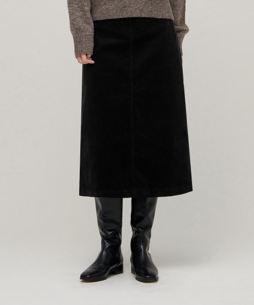 MUSINSA STANDARD WOMAN MUSINSA STANDARD WOMAN Corduroy Midi Skirt Black