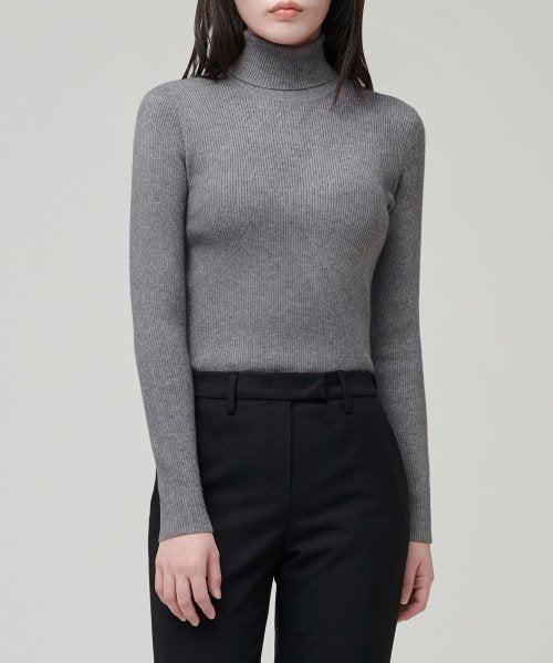 MUSINSA STANDARD WOMAN MUSINSA STANDARD WOMAN Women's Ribbed Slim Turtleneck Knit Medium Gray