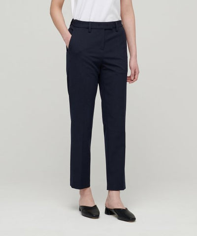 MUSINSA STANDARD WOMAN Women's Slim Straight Hidden Banding Slacks (Navy)