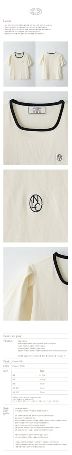 NONLOCAL Neckline Puff Sleeve T-shirt - Cream