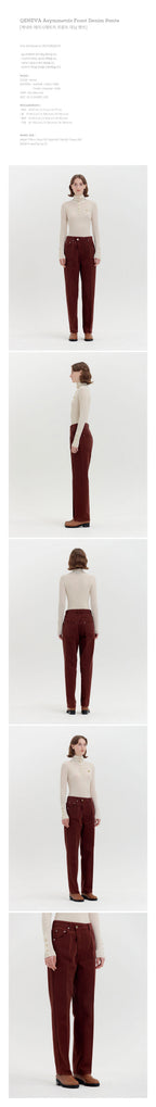 EENK EENK QENEVA Asymmetric Front Denim Pants - Brown