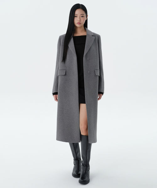 MUSINSA STANDARD WOMAN MUSINSA STANDARD WOMAN Cashmere Blend Chester Long Coat [Medium Gray]