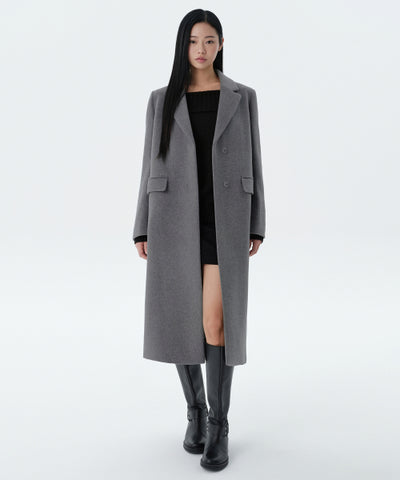MUSINSA STANDARD WOMAN Cashmere Blend Chester Long Coat [Medium Gray]