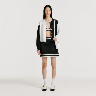 EENK YERO Contrast Mini Skirt - Black/Ivory