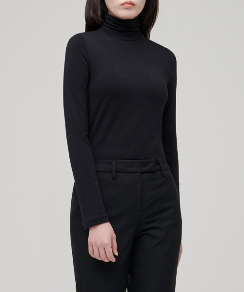 MUSINSA STANDARD WOMAN MUSINSA STANDARD WOMAN T-Shirt Slim Turtleneck [Black] (Size S)