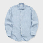PRODE SHIRT [Regular] L-460 Vintage Linen Striped Shirt (Blue)