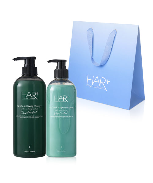 HAIRPLUS O Fresh Oily Scalp Strengthening Dandruff Care Cool Shampoo Hair Pack Gift Set (Hair Loss Relief Functional)