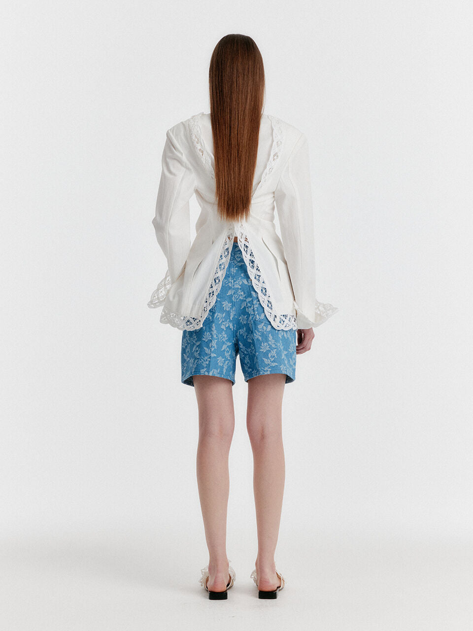 EENK YESSY Jacquard Denim Shorts - Blue