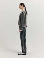 EENK EENK XITA Jacquard Knit Vest - Black/Ivory
