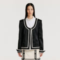 EENK EENK YASE Contrast U-Neck Jacket - Black/Ivory