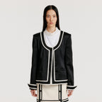 EENK EENK YASE Contrast U-Neck Jacket - Black/Ivory