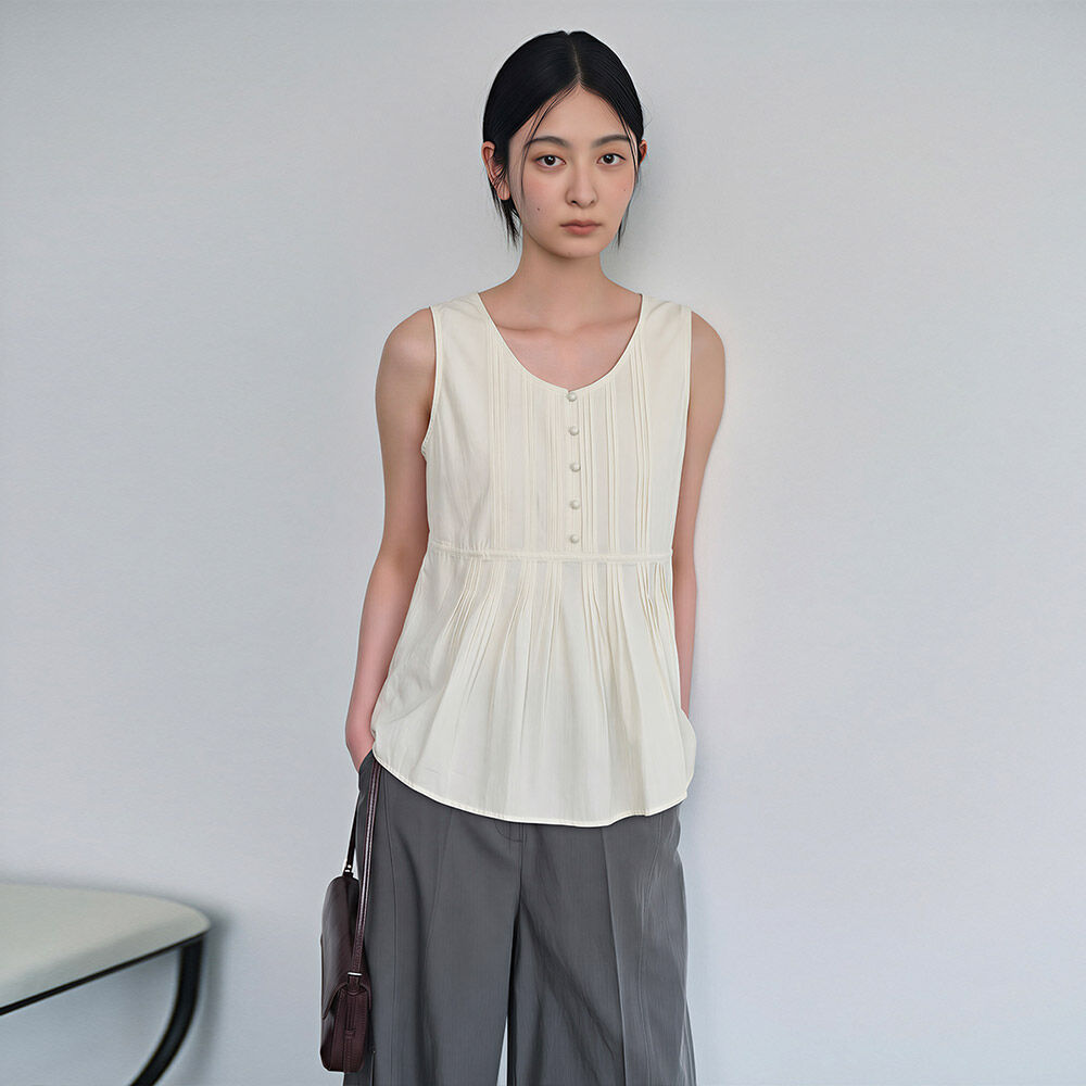HUNCH Airy Flare Sleeveless Top (2color)