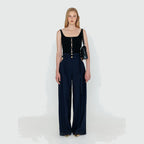 EENK EENK WETTE Double-Belted Wide Pants - Navy